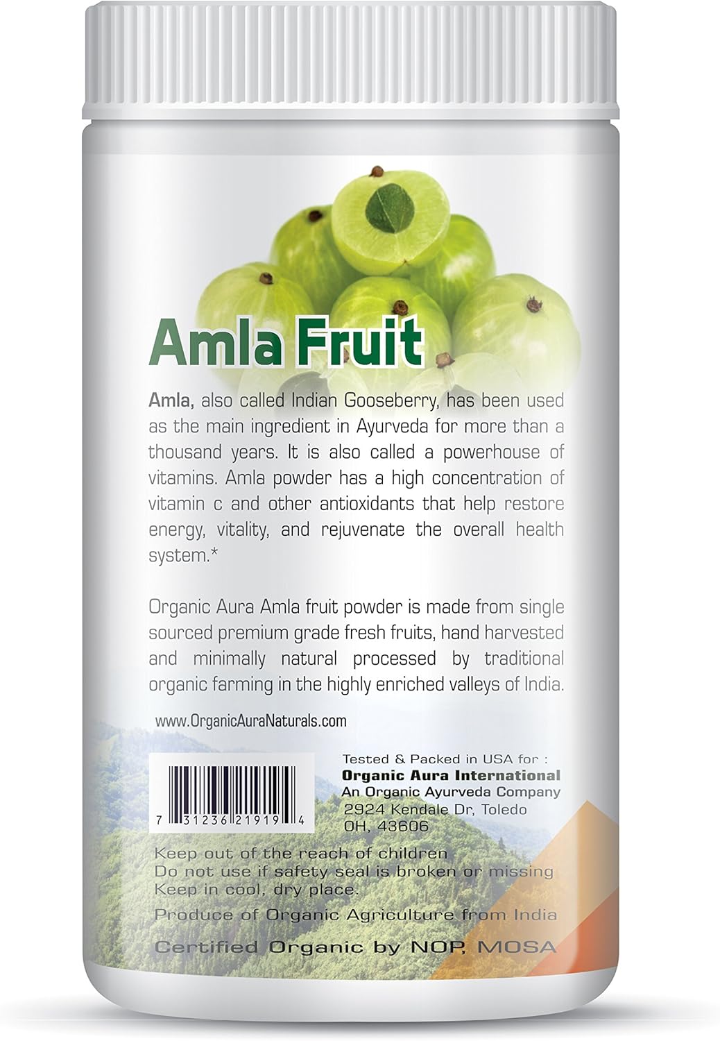16Oz Certified Organic Aura Amla Powder - Rich in Vitamin C and Antioxidants for Immunity and Vitality