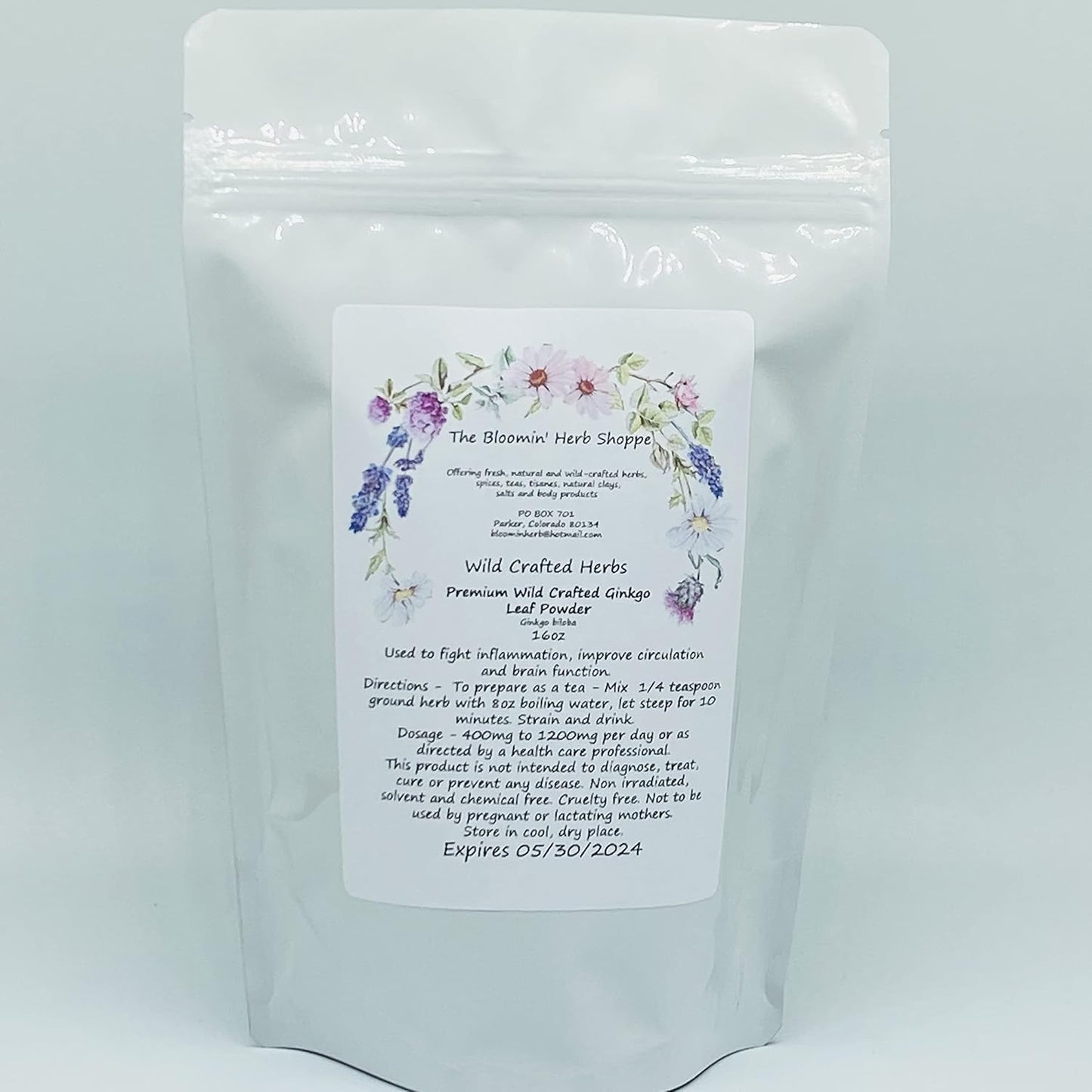 16oz Ginkgo Biloba Leaf Powder - Wildcrafted Herbal Tea Supplement from The Bloomin Herb Shoppe - Pure and Natural