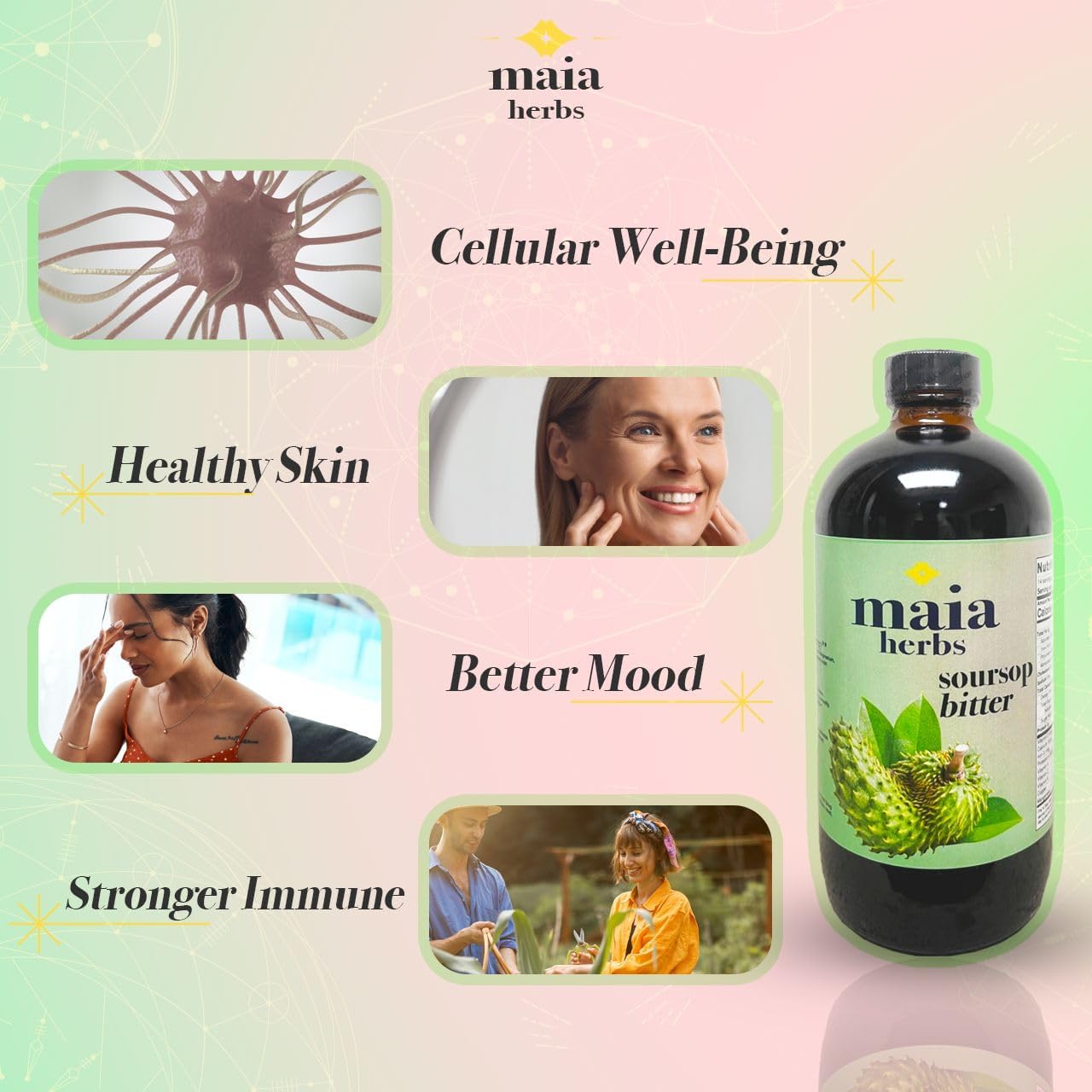 16oz Maia Herbs Soursop Bitters Liquid - Premium Immune System Support