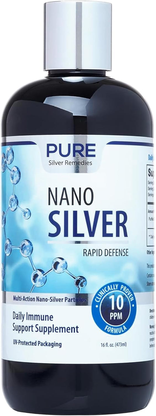 16oz Nano Silver Spray Refill | 10 PPM Immune Support Supplement | Colloidal Silver Spray | Probiotic-Friendly Formula