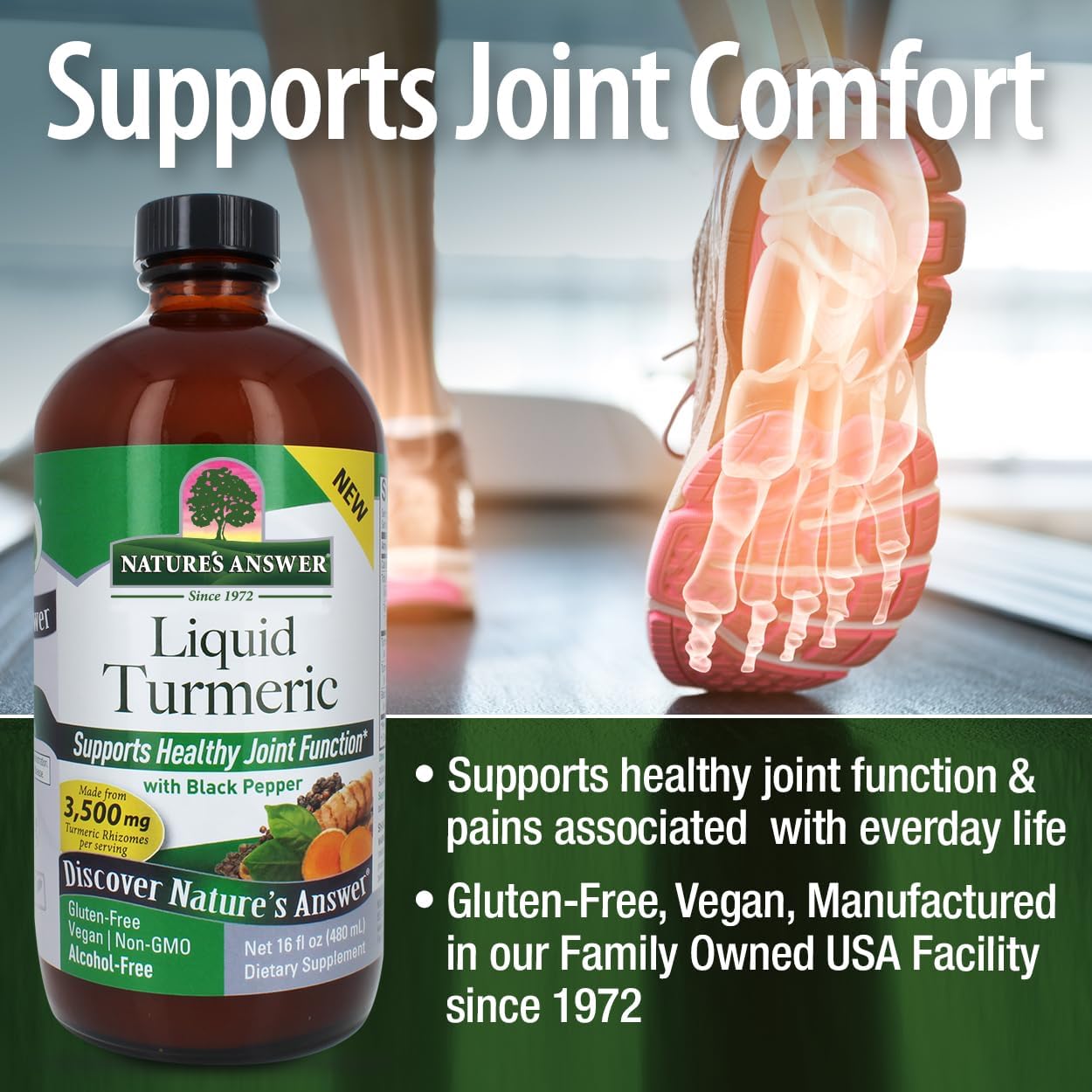 16oz Nature's Answer Turmeric Liquid - 3500mg - Orange Flavor - Joint Support - Gluten-Free - Non-GMO