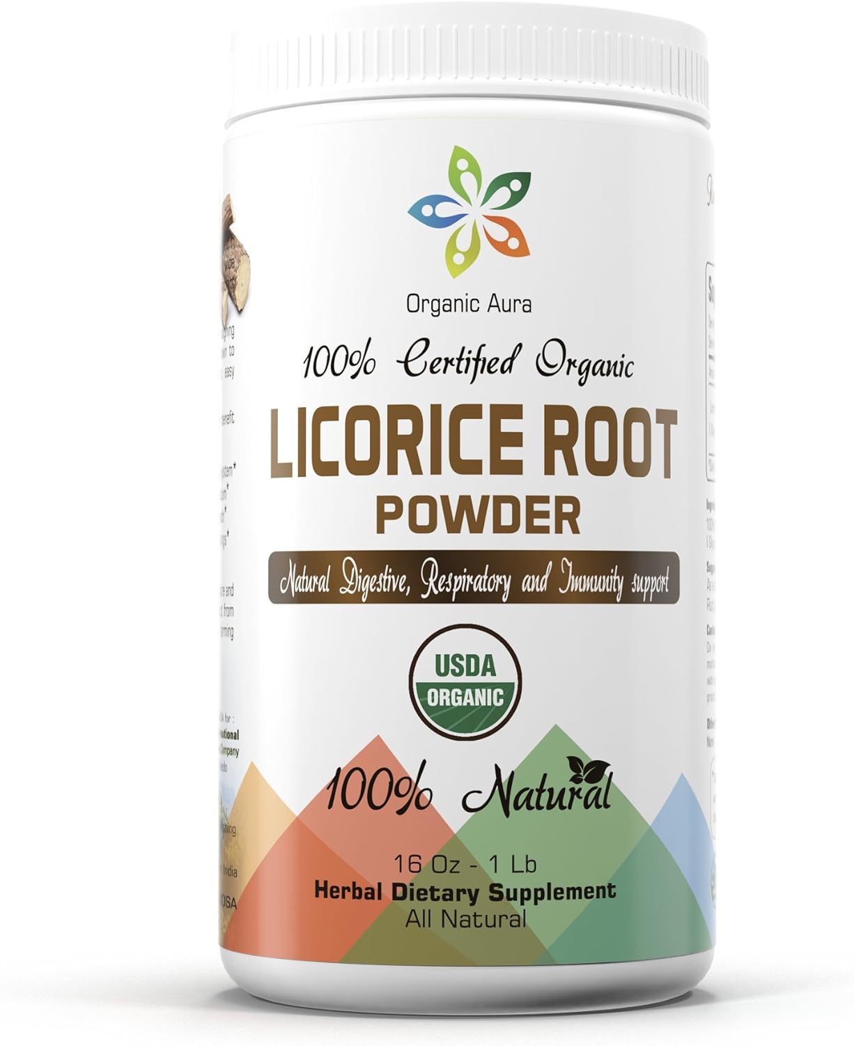 16oz Organic Aura Licorice Root Powder - Natural Digestive & Immune Support - Raw Superfood Supplement - Non-GMO & Gluten-Free