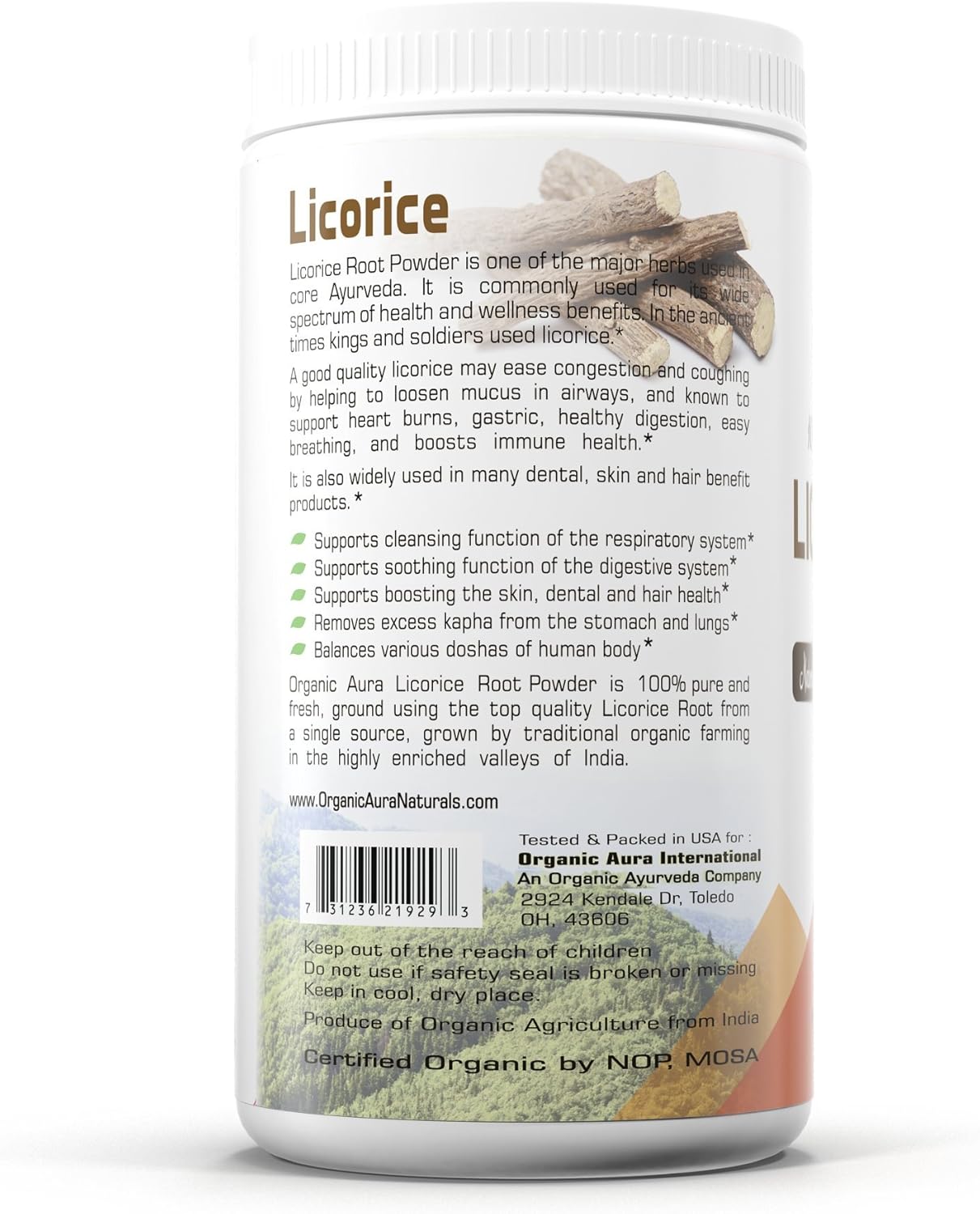16oz Organic Aura Licorice Root Powder - Natural Digestive & Immune Support - Raw Superfood Supplement - Non-GMO & Gluten-Free