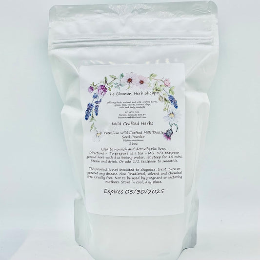 16oz Pound Raw Milk Thistle Seed Powder - Premium White Label Herbs and Spices for Liver Support by The Bloomin Herb Shoppe