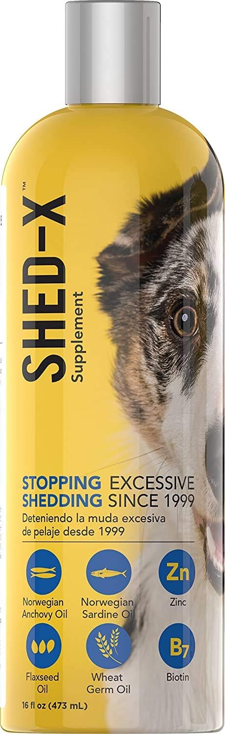 16oz SynergyLabs Shed-X Liquid Dog Supplement - Natural Fish Oil for Dogs - Reduces Excessive Shedding - Essential Fatty Acids, Vitamins & Minerals