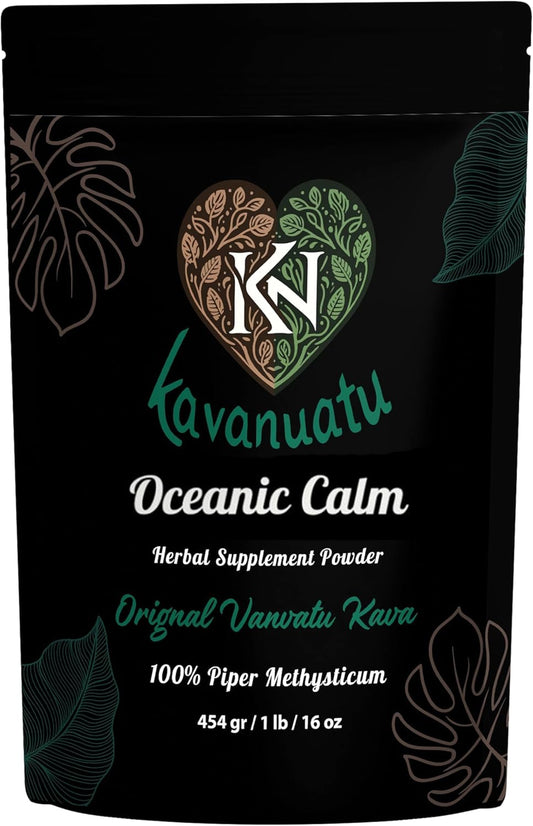 16oz Vanuatu Kava Root Powder Herbal Supplement for Calmness, Relaxation, Sleep, Stress Relief - Sugar/Gluten Free, Vegan