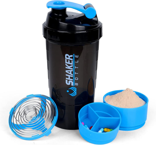 16oz XTK Shaker Bottle with Protein Powder Storage, Mix Ball, Leak Proof - Ideal for Fitness & Sports, BPA Free
