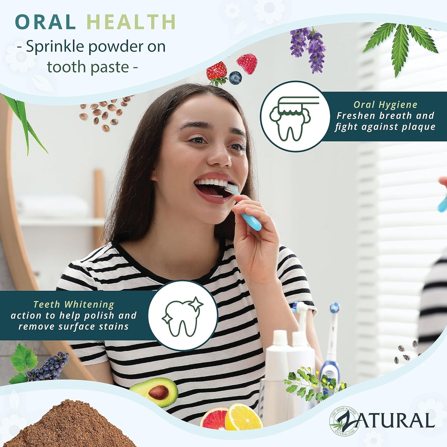 16oz Zatural Neem Bark Powder - Dental & Digestive Support - Tooth Powder for Oral Health - 100% Pure