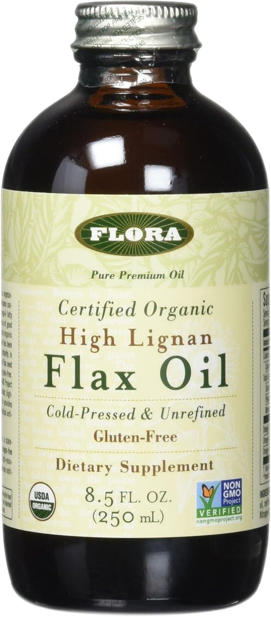 17 oz Cold Pressed Flora Organic Flax High Lignan Oil - Unrefined & Non GMO - Gluten Free