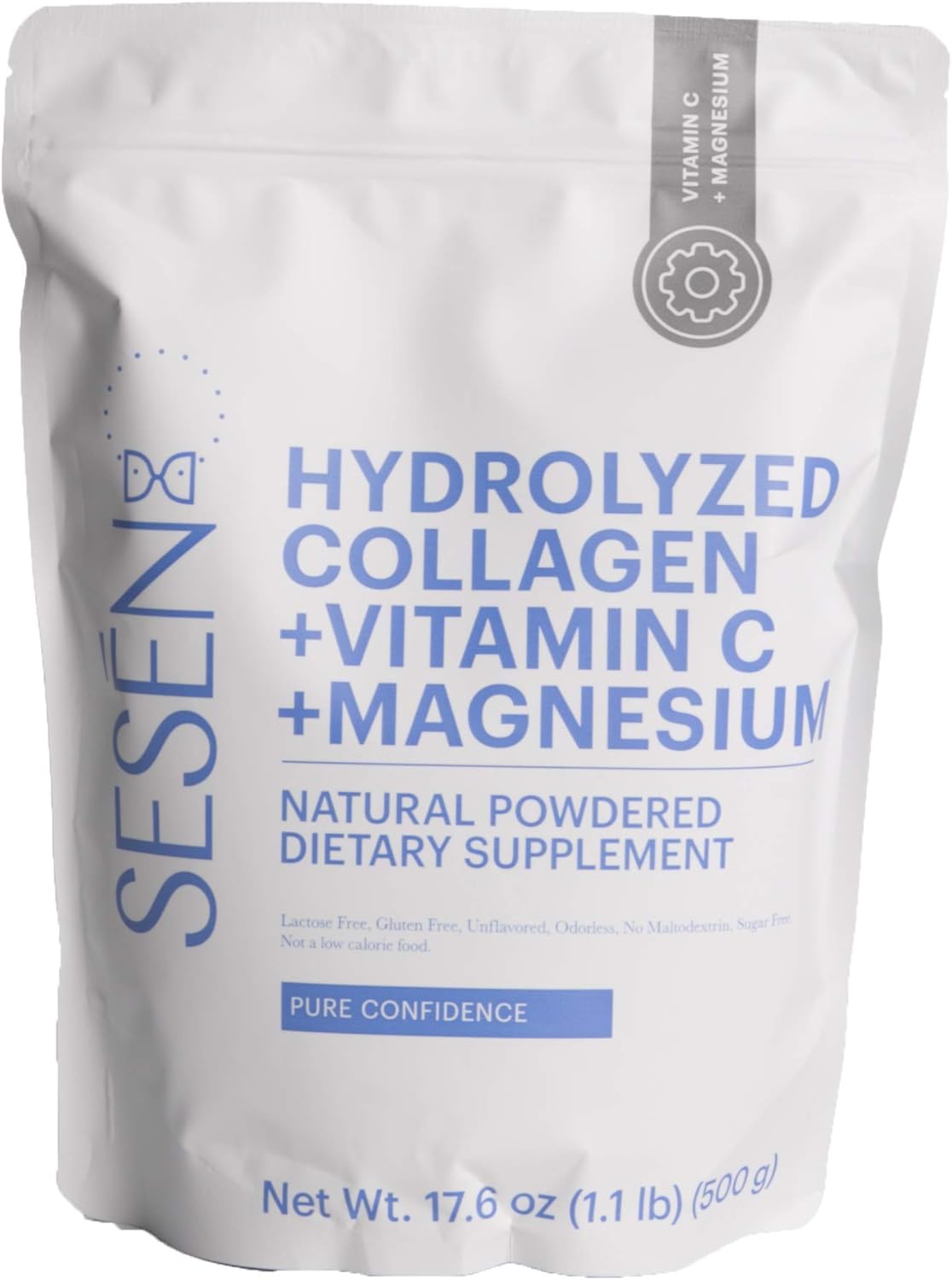 17.6 oz Blue SESN Hydrolyzed Collagen Powder with Vitamin C and Magnesium