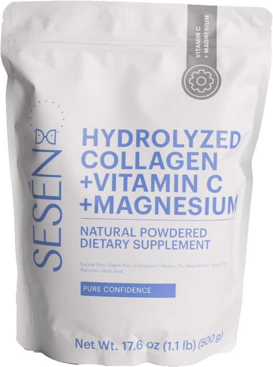17.6 oz Blue SESN Hydrolyzed Collagen Powder with Vitamin C and Magnesium
