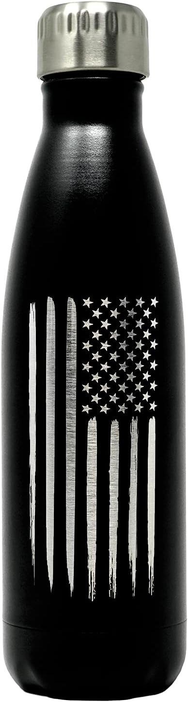 17oz American Flag Stainless Steel Water Bottle - Ideal for Gym, Hiking, Camping & Cycling - Double Wall Insulated
