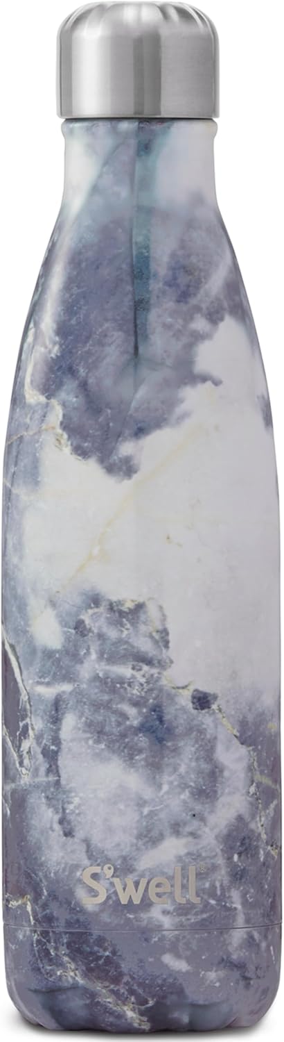 17oz S'well Stainless Steel Water Bottle in Blue Granite - Triple Insulated, BPA Free, Keeps Drinks Cold 36 Hours, Hot 18 - On the Go Friendly