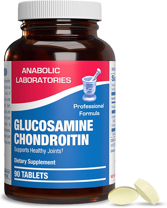 180 Anabolic Laboratories Glucosamine Chondroitin Tablets - Joint Health Supplements - 500mg Glucosamine Sulfate & 40mg Chondroitin Sulfate - Potassium Chloride