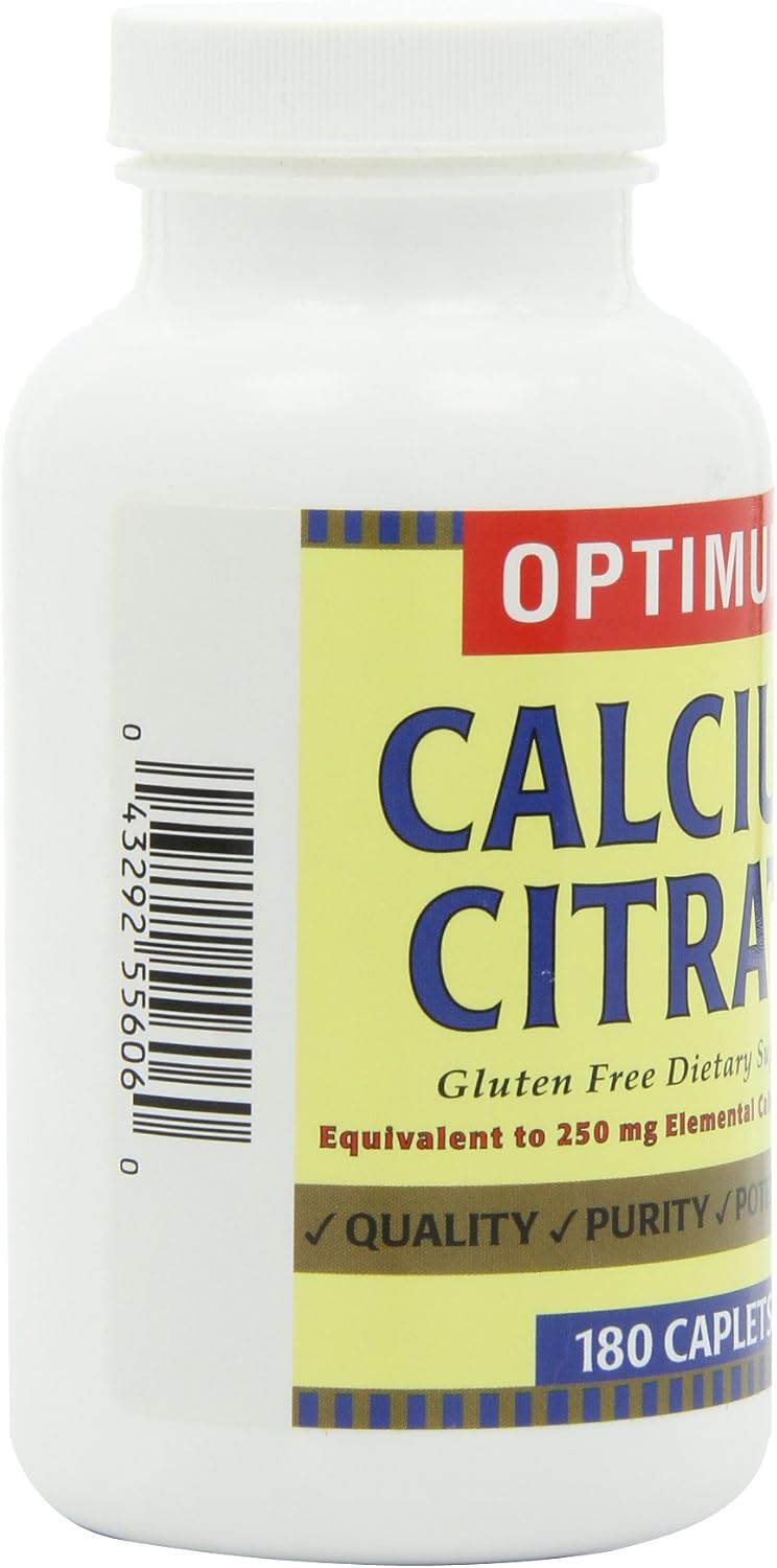 180 Caplets of Optimum Calcium Citrate Supplement for Bone Health and Support