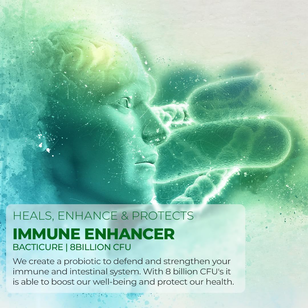 180 Capsules Bacticure High CFU Probiotic Formula for Digestive & Vaginal Health - Colon Cleanse, Prebiotics, Enzymes & Immune Support for Men & Women