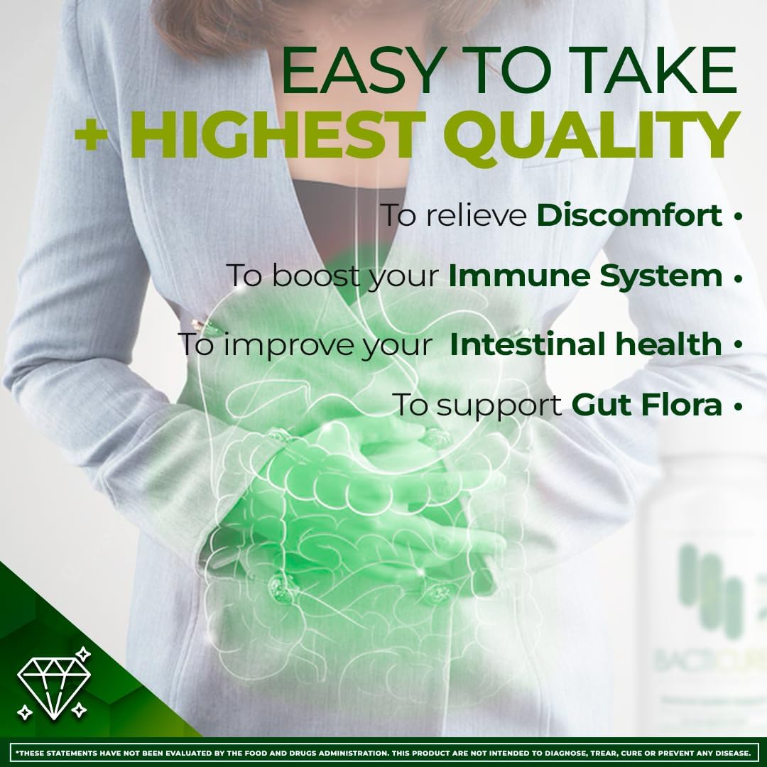 180 Capsules Bacticure High CFU Probiotic Formula for Digestive & Vaginal Health - Colon Cleanse, Prebiotics, Enzymes & Immune Support for Men & Women