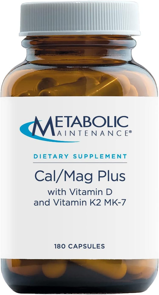 180 Capsules Metabolic Maintenance Cal/Mag Plus - Vitamin D3 + K2 - Bone, Nerve, Muscle Health Magnesium Calcium Supplement