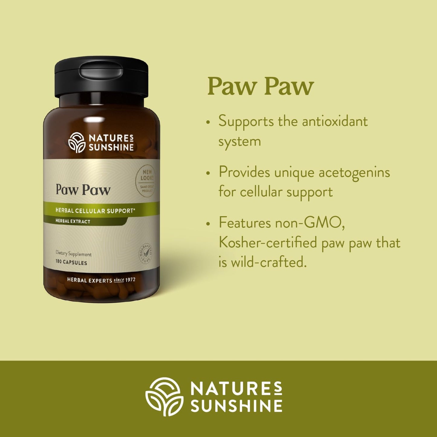 180 Capsules Nature's Sunshine Paw Paw Cell-Reg | 50+ Acetogenins for ATP Production & Blood Supply