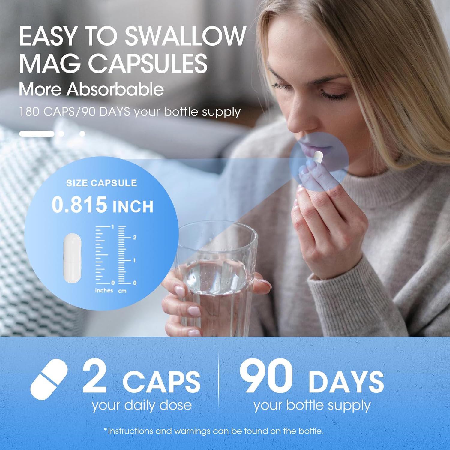 180 Capsules of Alliwise Magnesium Bisglycinate Chelate for Restful Sleep and Energy Support