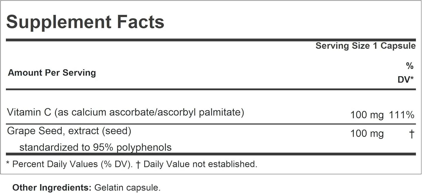 180 Capsules of Andrew Lessman Grape Seed Extract - 100mg Standardized Anti-oxidant, Supports Circulation & Rich in Polyphenols