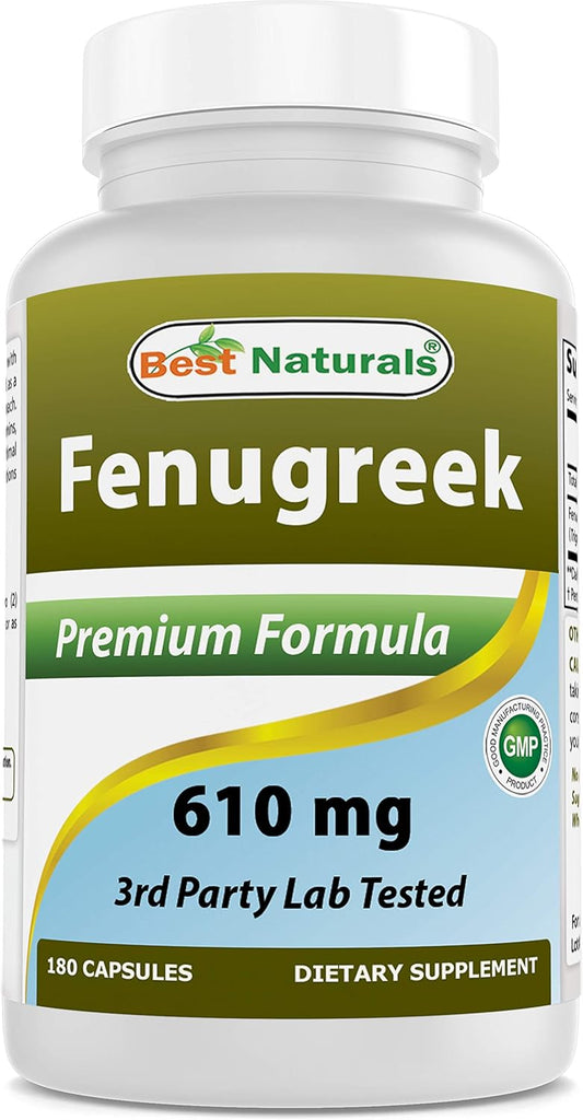 180 Capsules of Best Naturals Fenugreek Seed 610 mg - High Quality Dietary Supplement