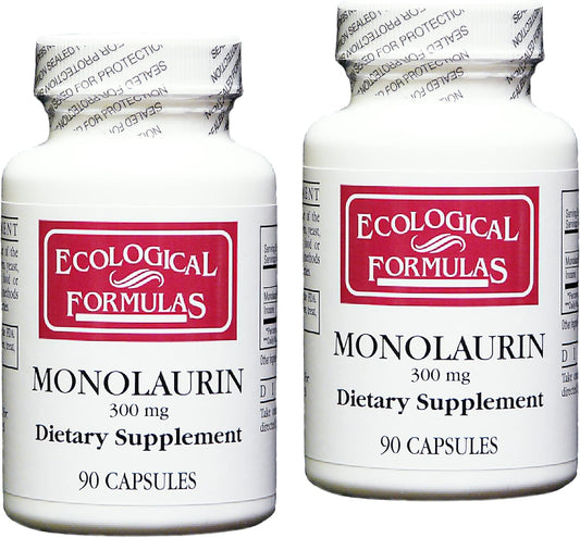 180 Capsules of Ecological Formulas Monolaurin 300 mg - Double Bottle Pack
