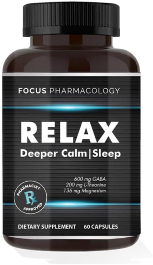180 Capsules of Focus Pharmacology Relax - Natural Herbal Supplement for Stress Relief and Mental Clarity