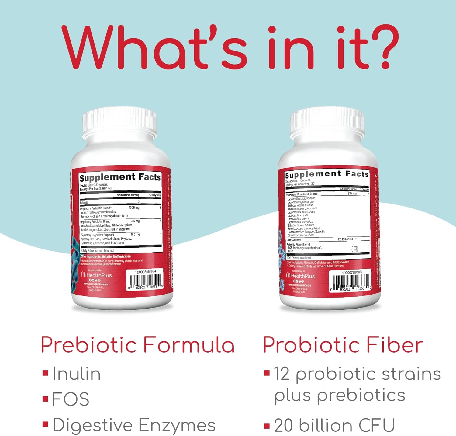 180 Capsules of Health Plus Prebiotic Formula & 30 Capsules of Probiotic Fiber Bundle (60 Servings)
