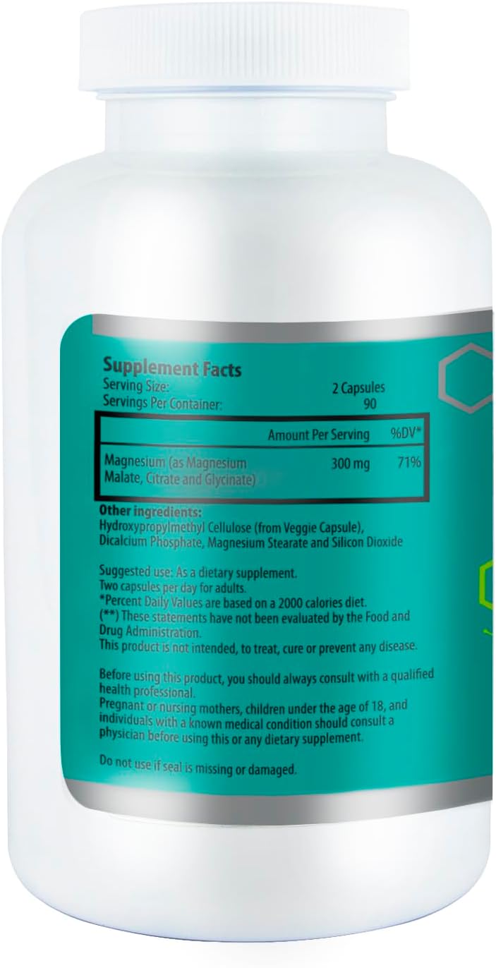 180 Capsules of High Potency Tri-Magnesium Complex Supplement for 90 Days Supply from Saint-Marie de Los Andes