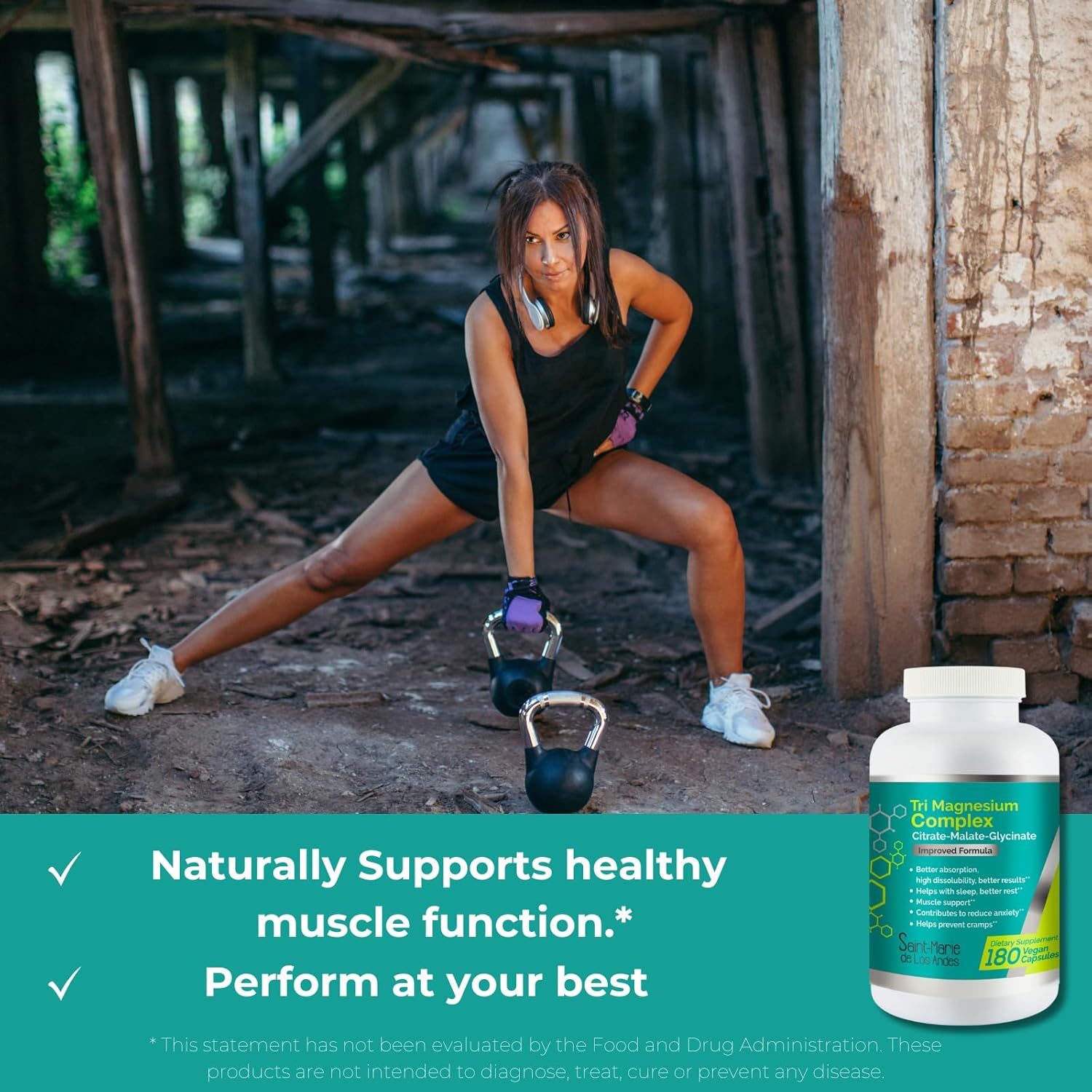 180 Capsules of High Potency Tri-Magnesium Complex Supplement for 90 Days Supply from Saint-Marie de Los Andes