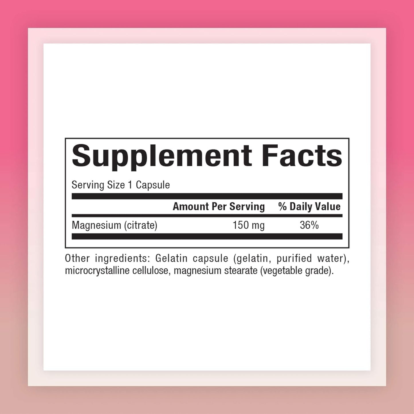 180 Capsules of Natural Factors Magnesium Citrate 150 mg for Muscle and Heart Health