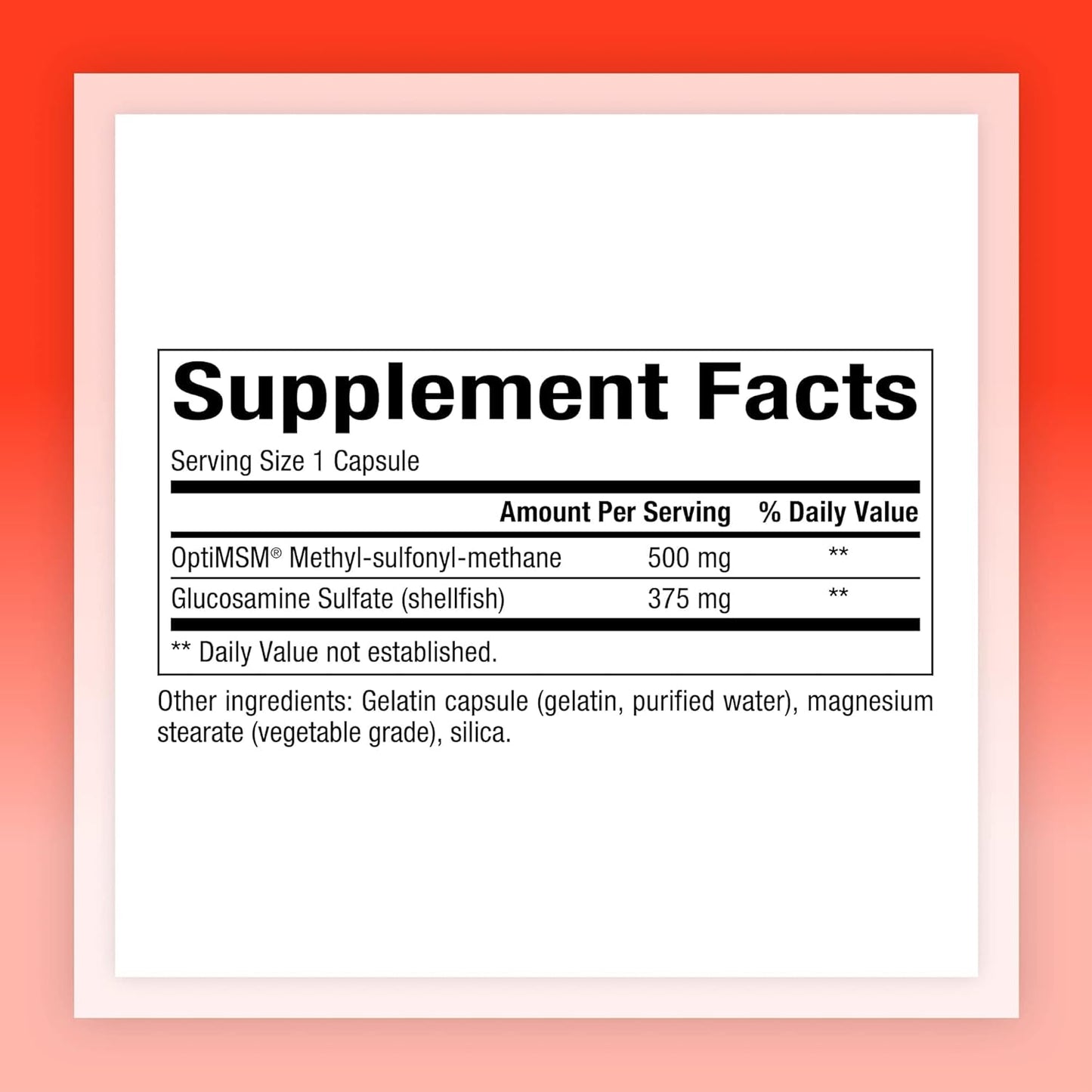 180 Capsules of Natural Factors MSM & Glucosamine Sulfate for Healthy Joints, Cartilage, and Connective Tissue