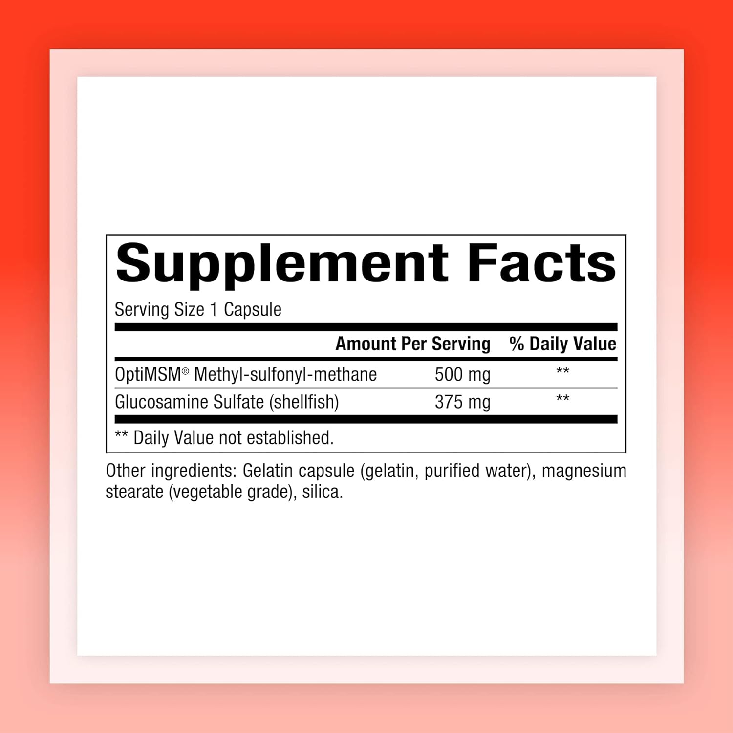 180 Capsules of Natural Factors MSM & Glucosamine Sulfate for Healthy Joints, Cartilage, and Connective Tissue