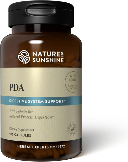 180 Capsules of Nature's Sunshine PDA Combination - Supports Protein Digestion in the Digestive Tract with Hydrochloric Acid and Pepsin