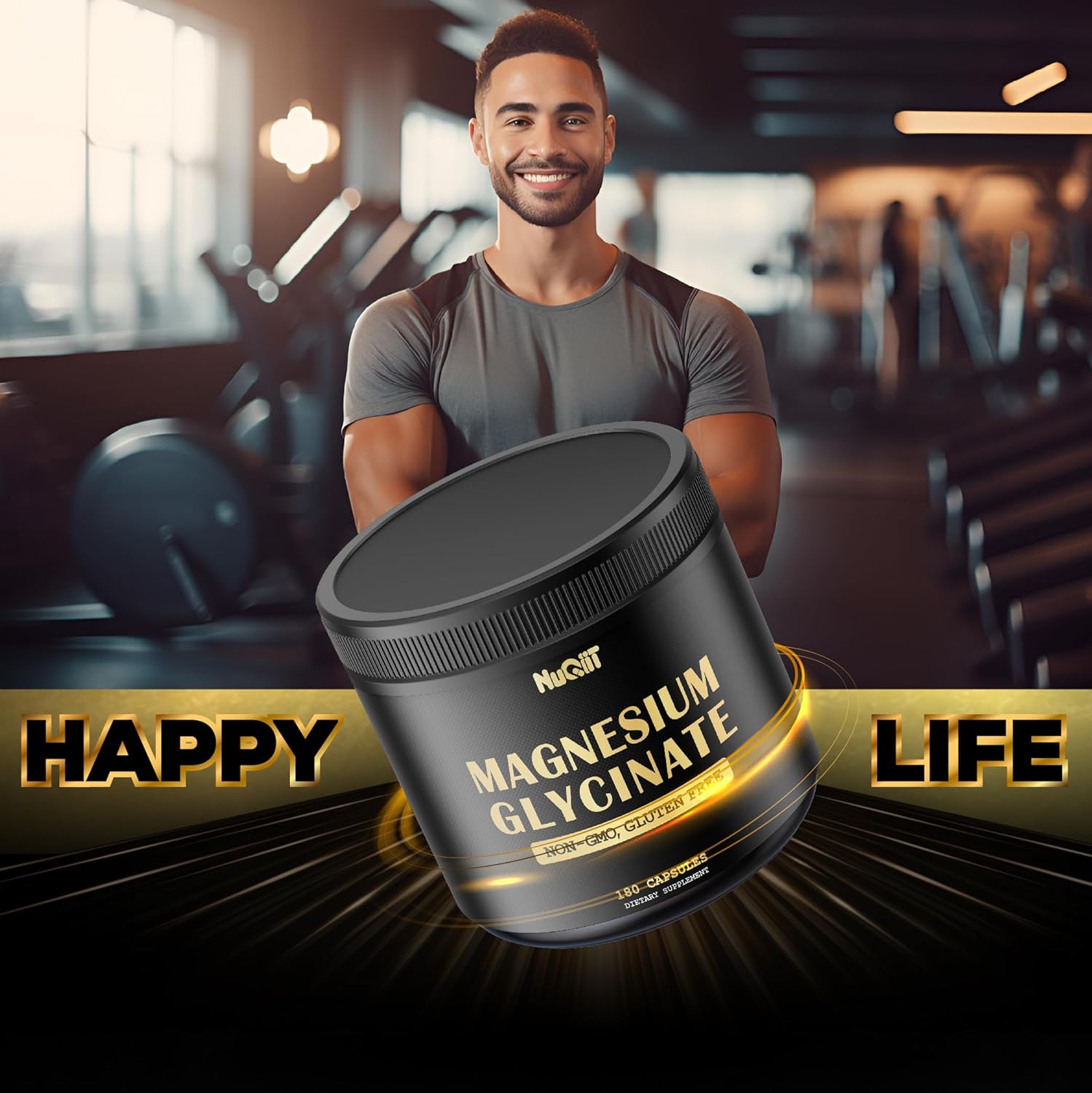 180 Capsules of NUQIIT Magnesium Glycinate 500mg Supplement - Supports Bone Health, Muscle Growth, Mood & Heart Health - High Elemental Magnesium