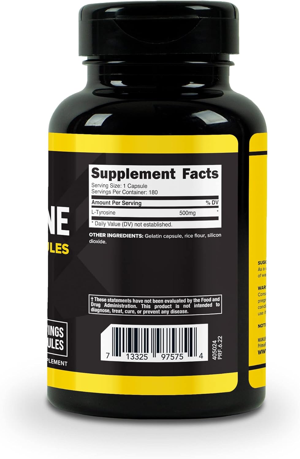 180 Capsules of Primaforce L-Tyrosine Supplement with 500mg Per Serving