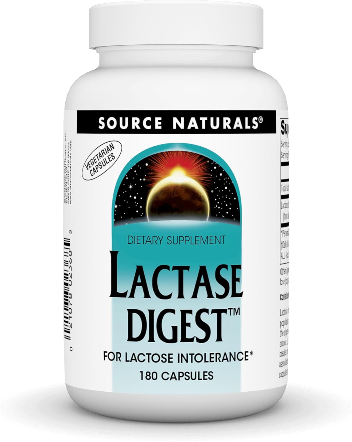 180 Capsules of Source Naturals Lactase Digest for Lactose Intolerance Support