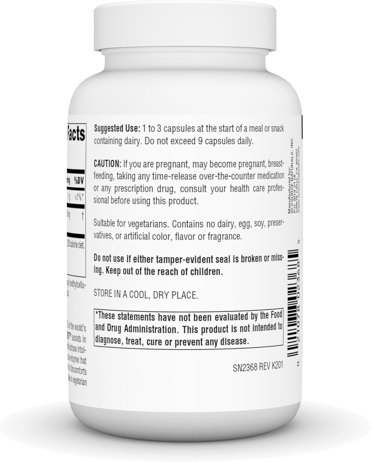 180 Capsules of Source Naturals Lactase Digest for Lactose Intolerance Support