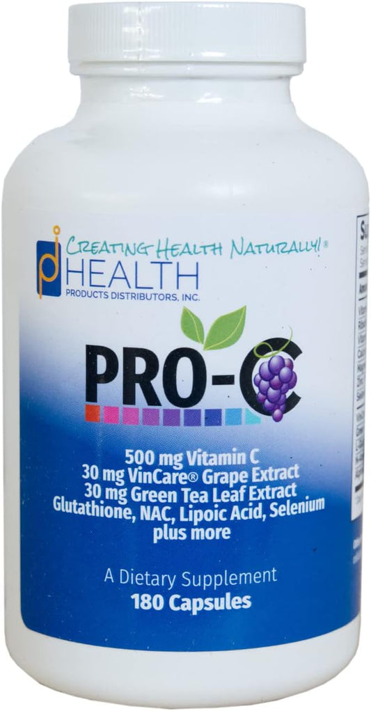 180 Capsules PDI Health Products Distributors Pro-C: Potent Nrf2 Activator & Vitamin C Antioxidant Supplement for Enhanced Free-Radical Protection