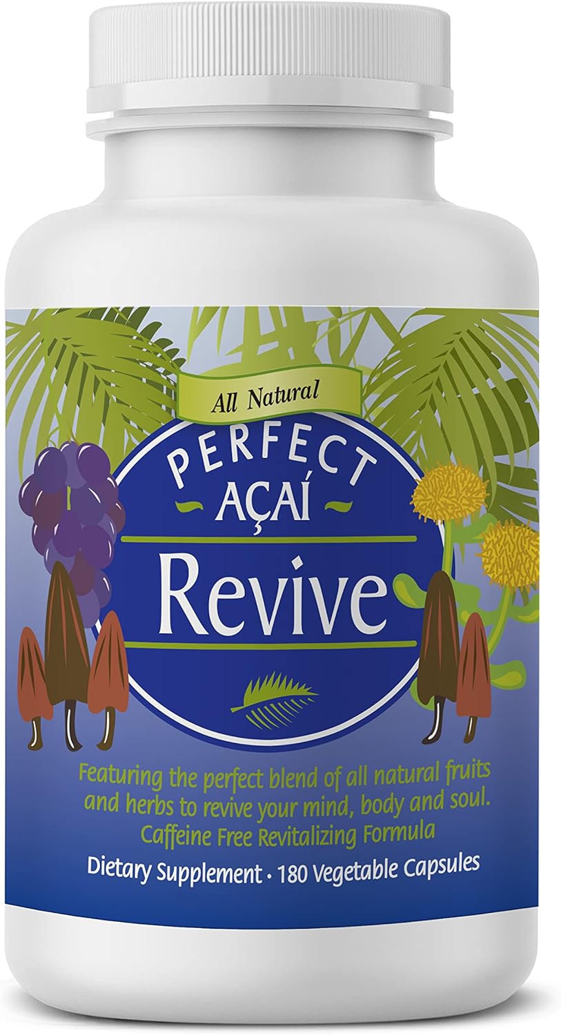 180 Capsules Perfect Acai Revive with Organic Acai, Cordyceps, Grape Seed Extract, and Rhodiola Rosea