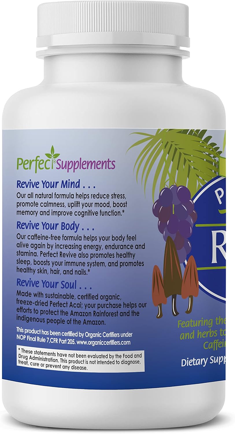 180 Capsules Perfect Acai Revive with Organic Acai, Cordyceps, Grape Seed Extract, and Rhodiola Rosea