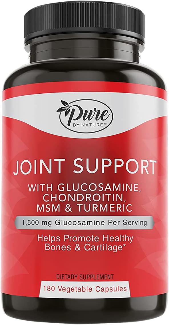 180 Capsules Pure By Nature Joint Support Supplement with Glucosamine, Chondroitin, Turmeric, MSM, and Boswellia - BoostGo Australia