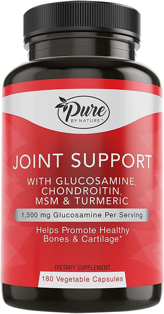 180 Capsules Pure By Nature Joint Support Supplement with Glucosamine, Chondroitin, Turmeric, MSM, and Boswellia - BoostGo Australia