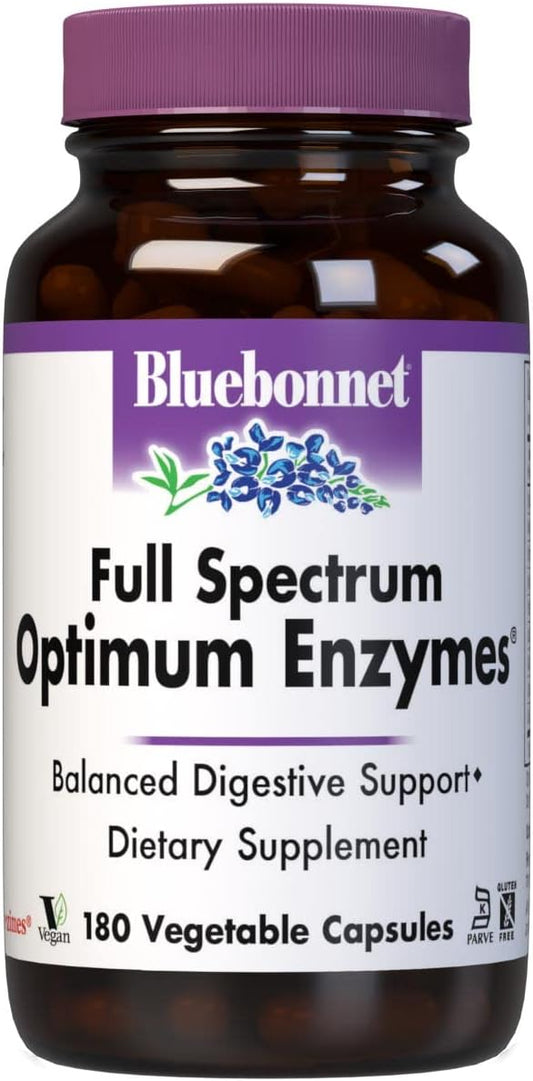 180 Count Bluebonnet Full Spectrum Optimum Enzymes Vegetarian Capsules for Digestive Support