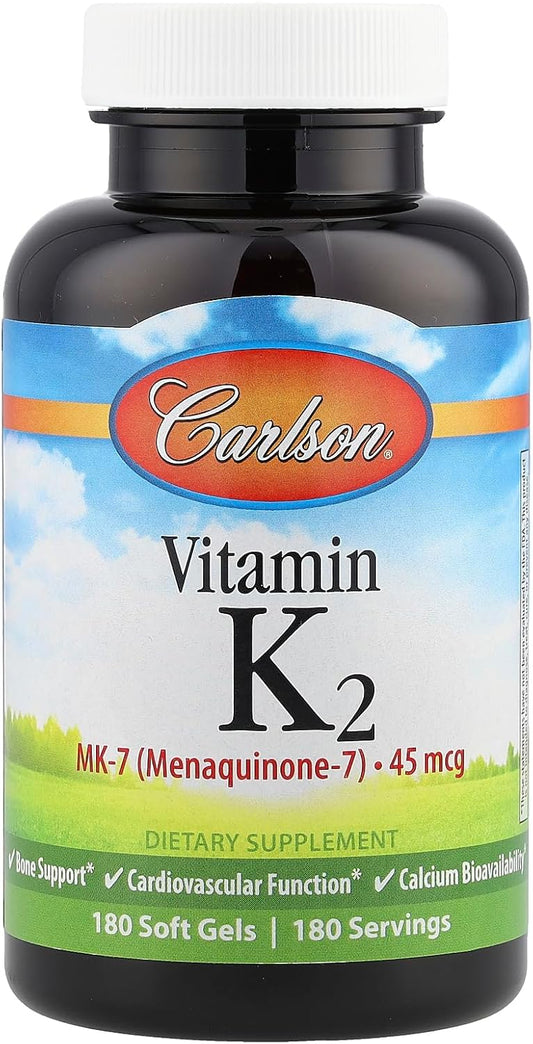 180 Count Carlson Labs Vitamin K2-7 45 MCG Softgel Mineral Supplement