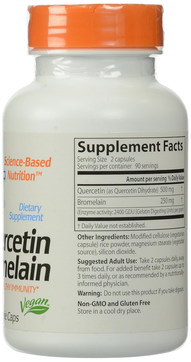 180 Count Doctor's Best Quercetin Bromelain Capsules for Immune Support and Allergy Relief