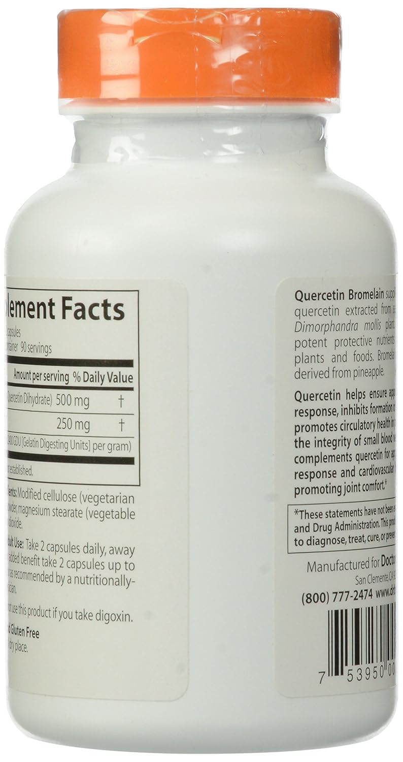 180 Count Doctor's Best Quercetin Bromelain Capsules for Immune Support and Allergy Relief