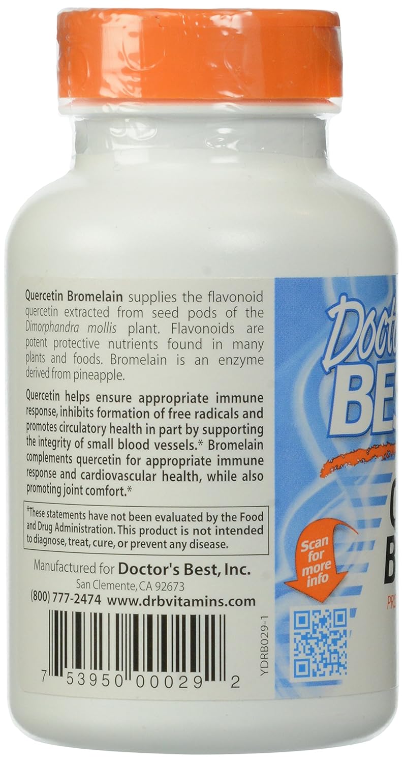 180 Count Doctor's Best Quercetin Bromelain Capsules for Immune Support and Allergy Relief