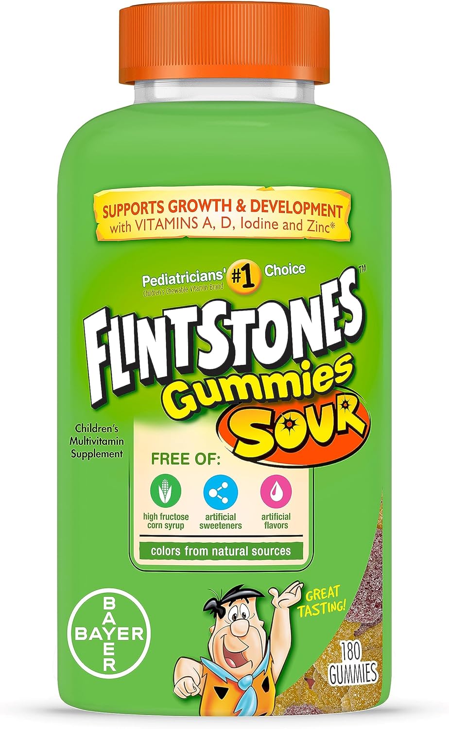 180-Count Flintstones Kids Multivitamin Gummies with Vitamins C, B6, B12, A & D - Supports Growth and Development